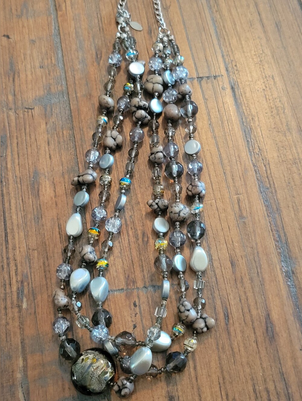 Esmor Boho Multi-Strand Earthy Beaded Statement Necklace